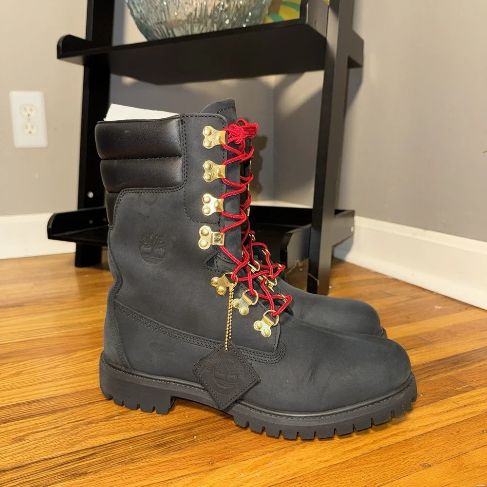 Timberland 40 Below Super Boot Black Gold Red Nubuck Vibram Men 10 A2GDK
